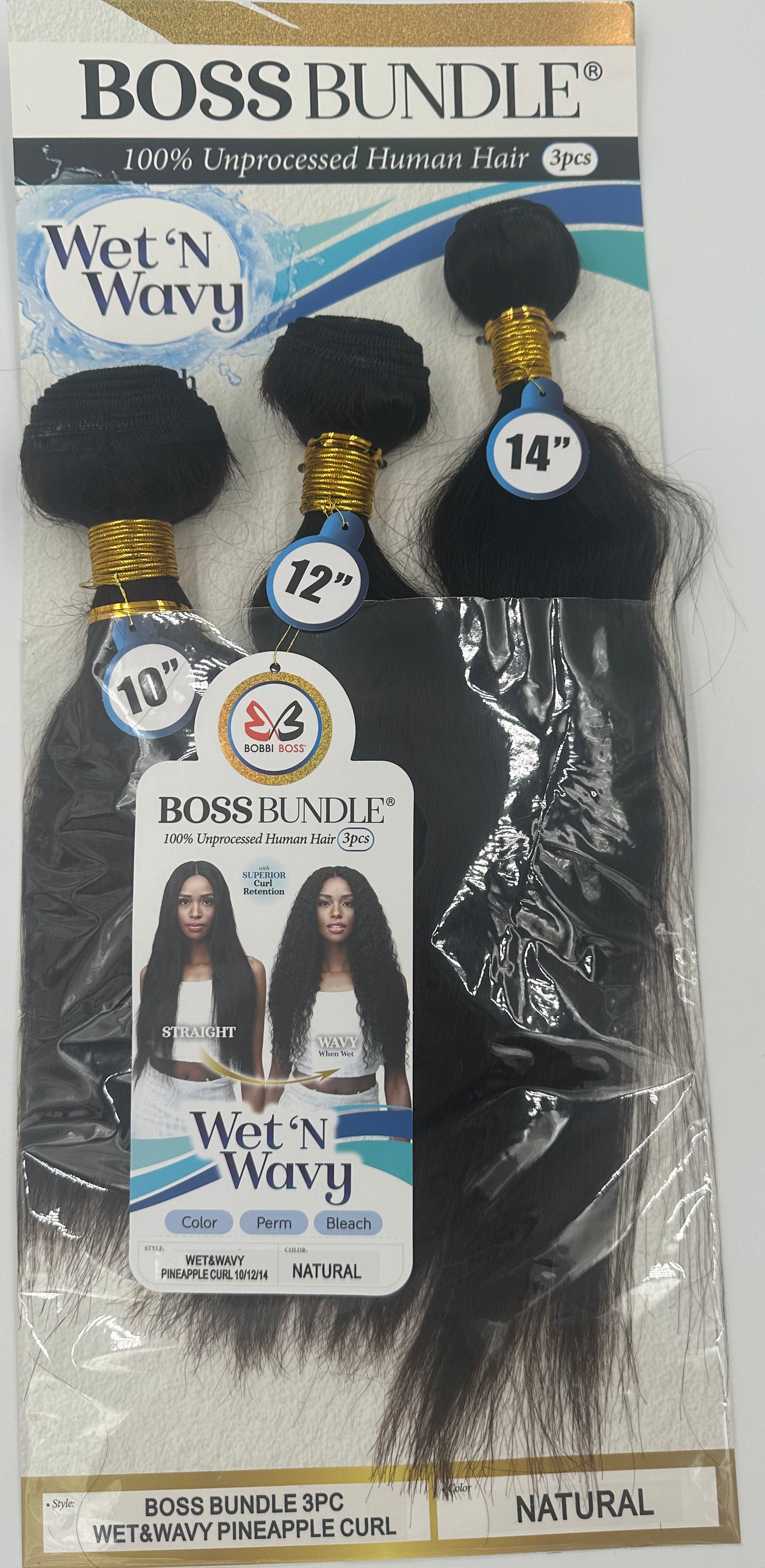Bobbi Boss Boss Bundle BNWP3PC14 Wet & Wavy Pineapple Curl 10"/12"/14"
