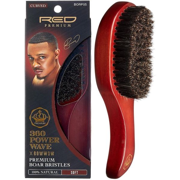 Red Power Wave Curved Club Brush