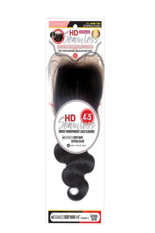 Eve Hair 4 x 5 100% Brazilian Remy Hair Lace Closure Body Wave 14" SLHD45BW-14
