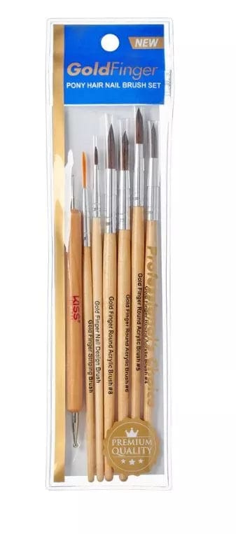 Goldfinger Round Acrylic Pony Hai Nail Brush Set GB02