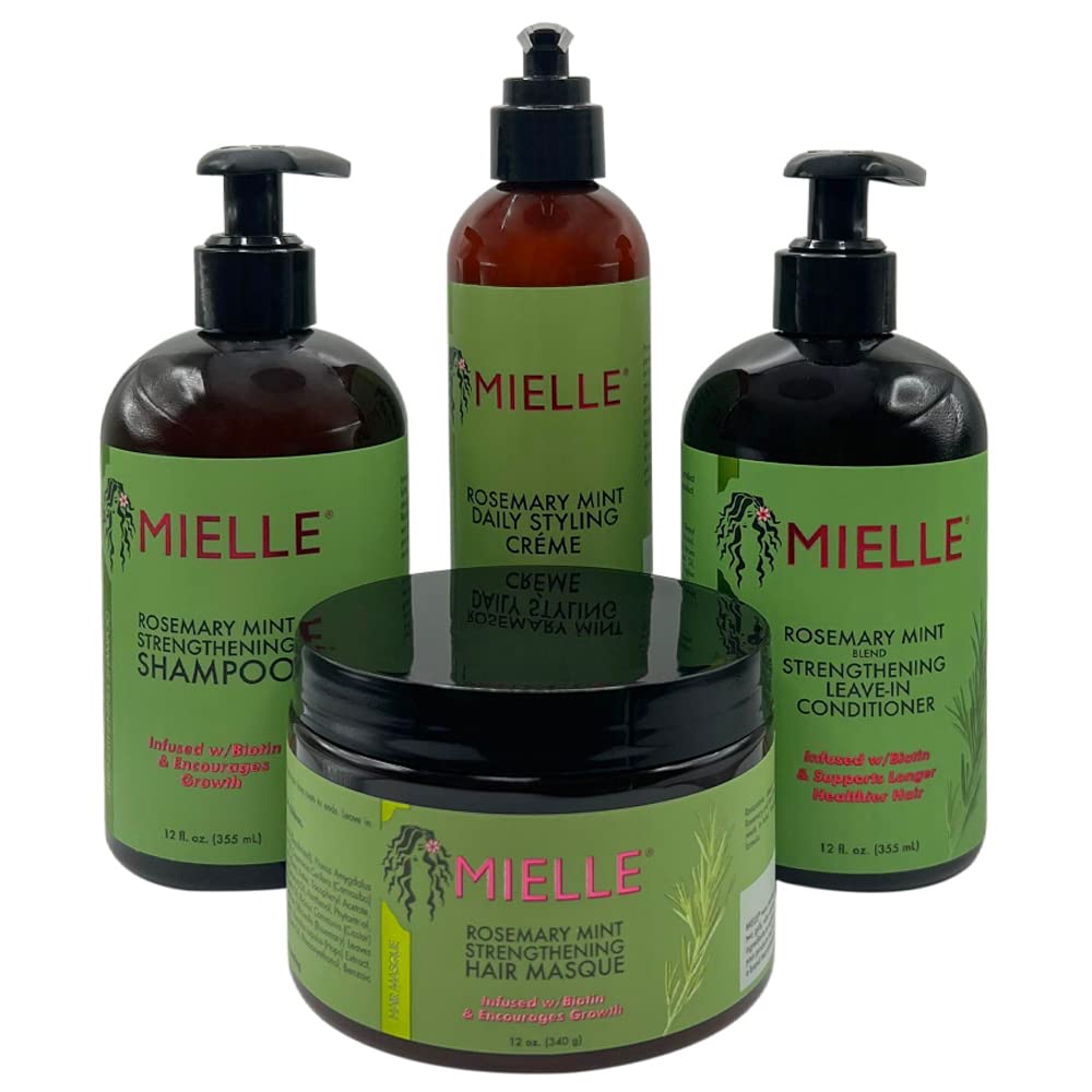 4 PIECE MIELLE ROSEMARY MINT STRENGTHENING HAIR CARE PRODUCTS BUNDLE SET